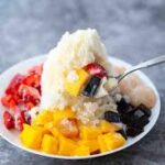 hielo raspado o triturado como postre o bebida